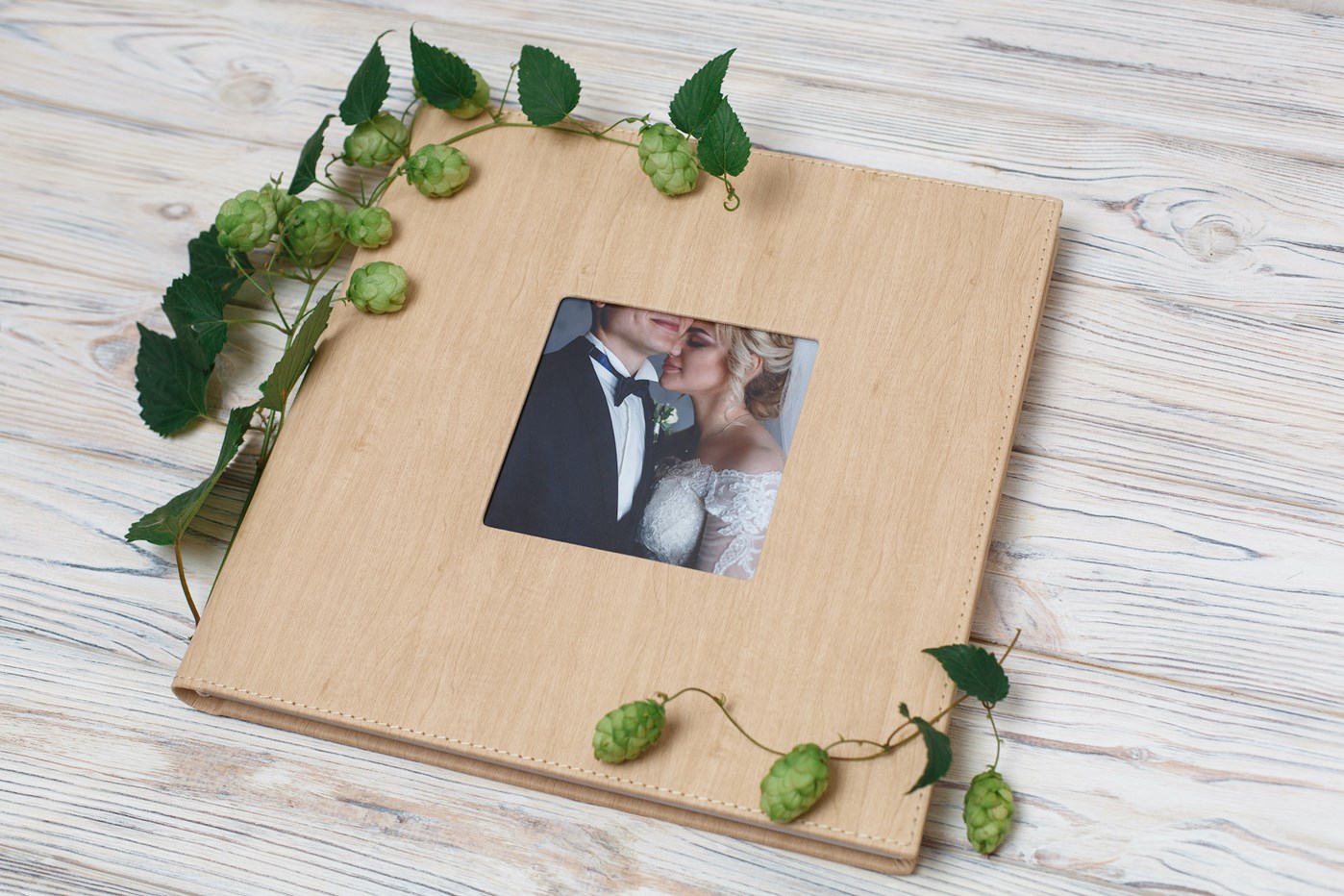 fotoboek voorkant met venster