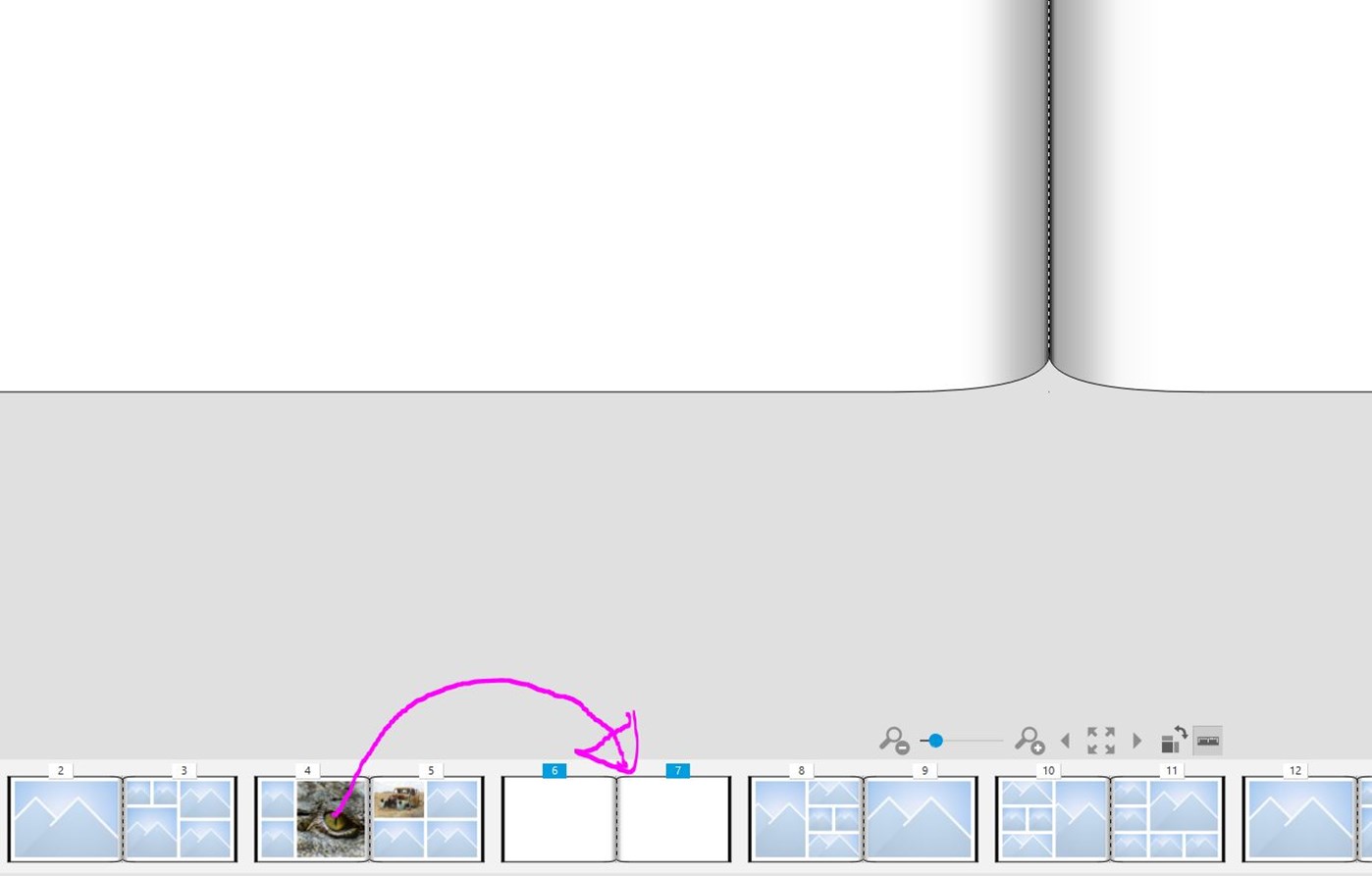 CEWE: klik op de pagina en sleep deze naar de gewenste plek